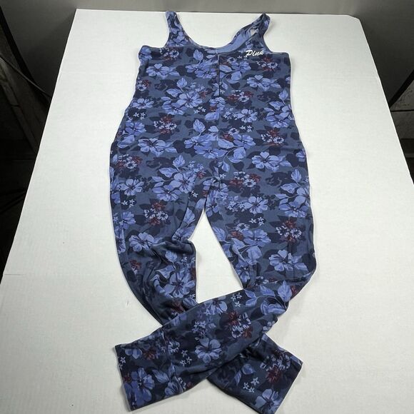 PINK Victorias Secret One Piece Pajama Suit FADED Floral Casual Lounge MEDIUM - Picture 1 of 13